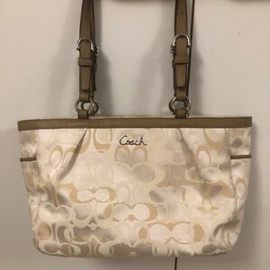 Coach signature logo cloth tote bag